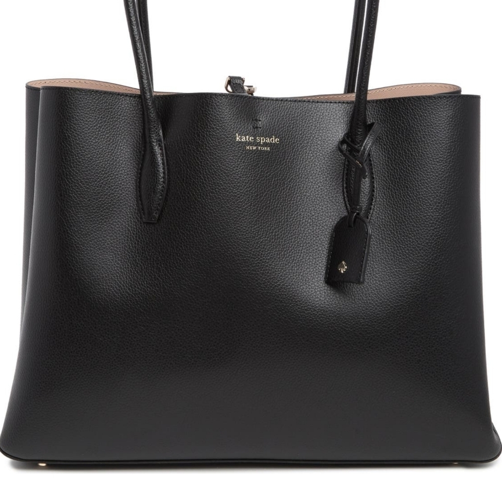 kate spade Black Bag Pebble Leather Double-Handle Tote Large Purse - Picture 7 of 11